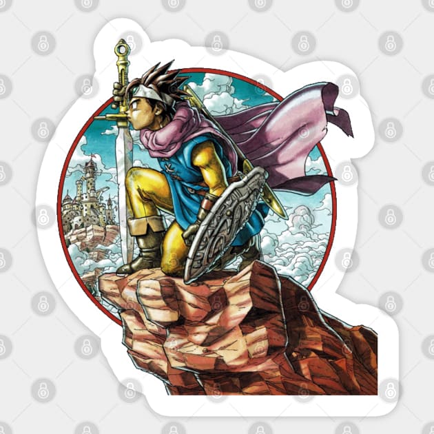 Dragon Quest - Erdrick on a Cliff Sticker by Il Mercante